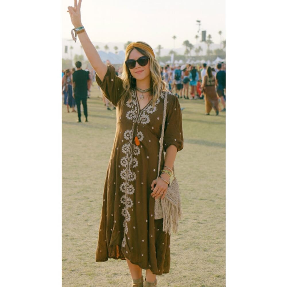 Free People Boho Brown Maxi Dress - Size Small- Festival!